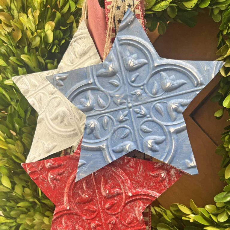 Patriotic DIY Faux Tin Tile Star Charms Hanger