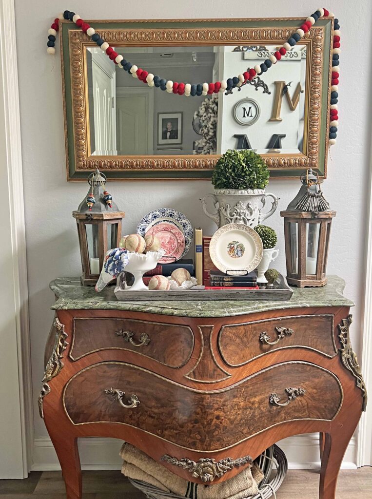 Patriotic vintage decor styling full of thrifted finds
