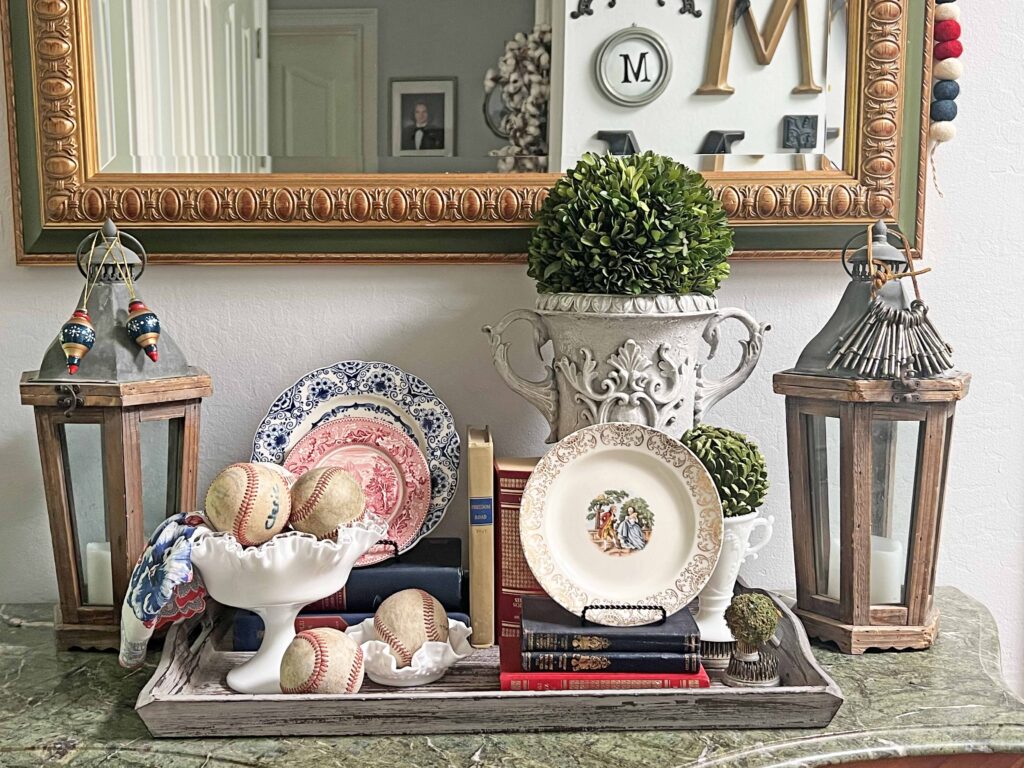 Patriotic vintage decor styling full of thrifted finds