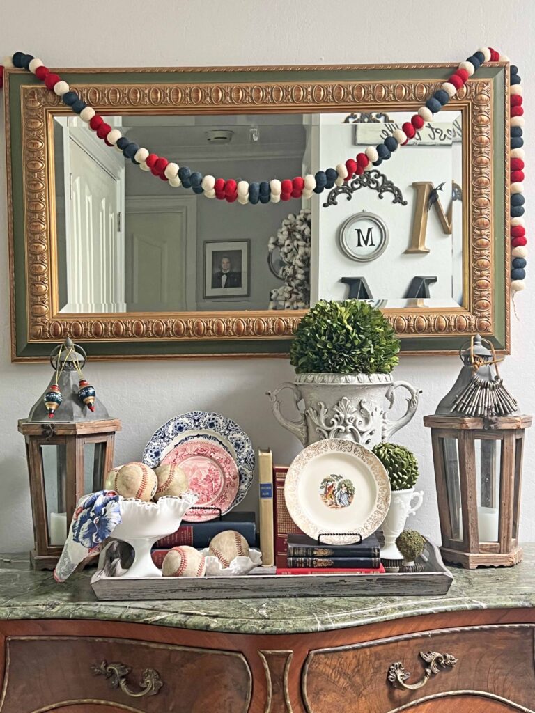 Patriotic vintage decor styling full of thrifted finds