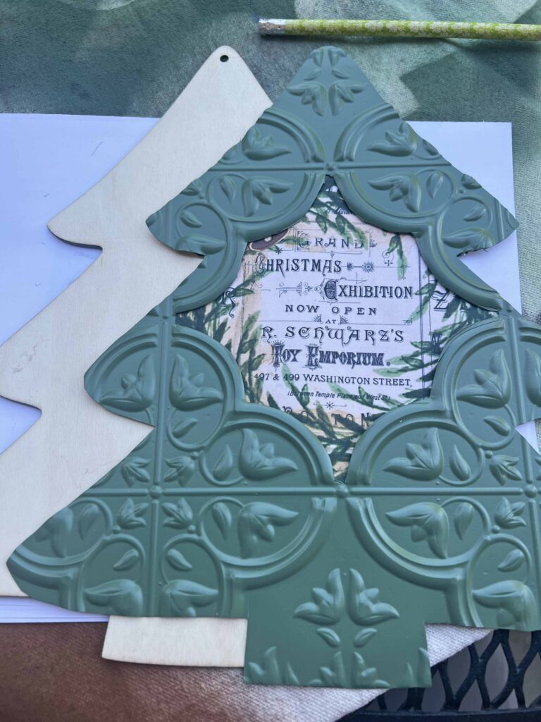 christmas tree faux tin tile