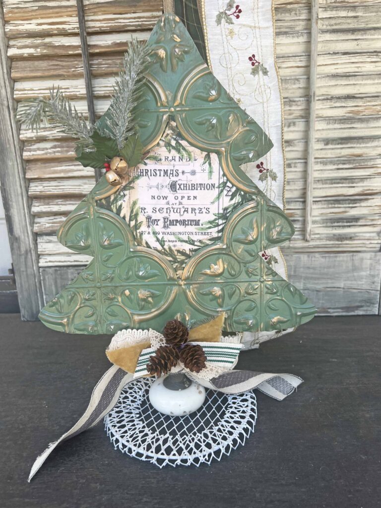 christmas tree faux tin tile feature