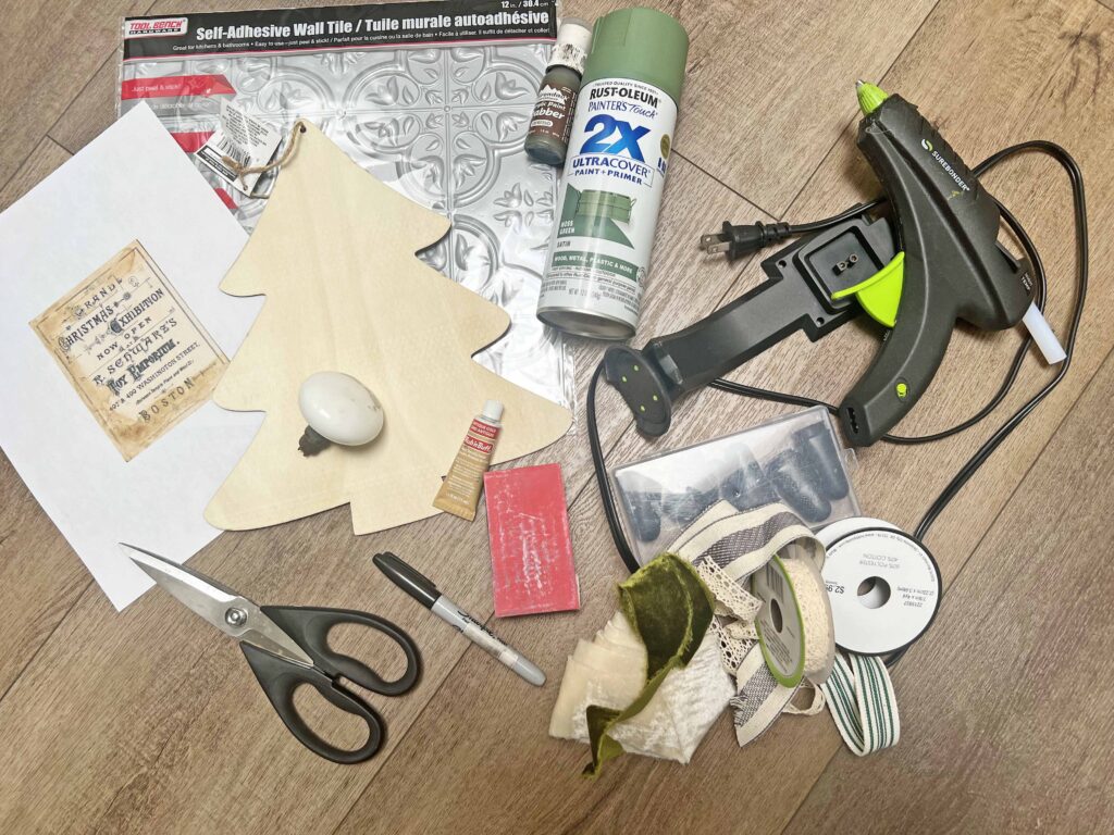 christmas tree faux tin tile