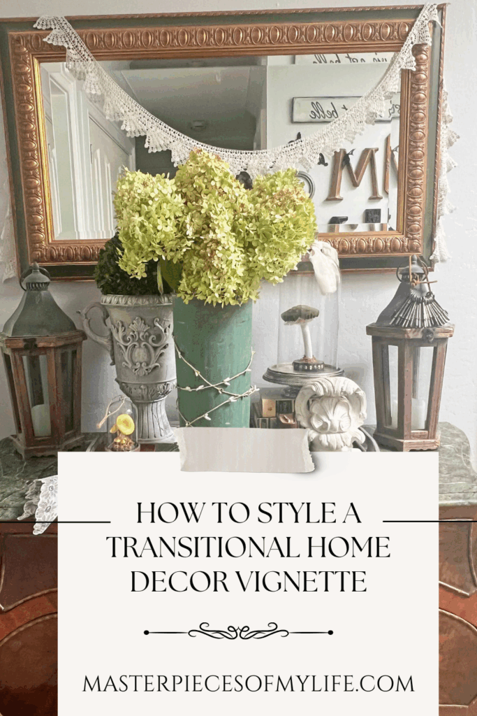 how to style a transitional home decor vignette Pinterest
