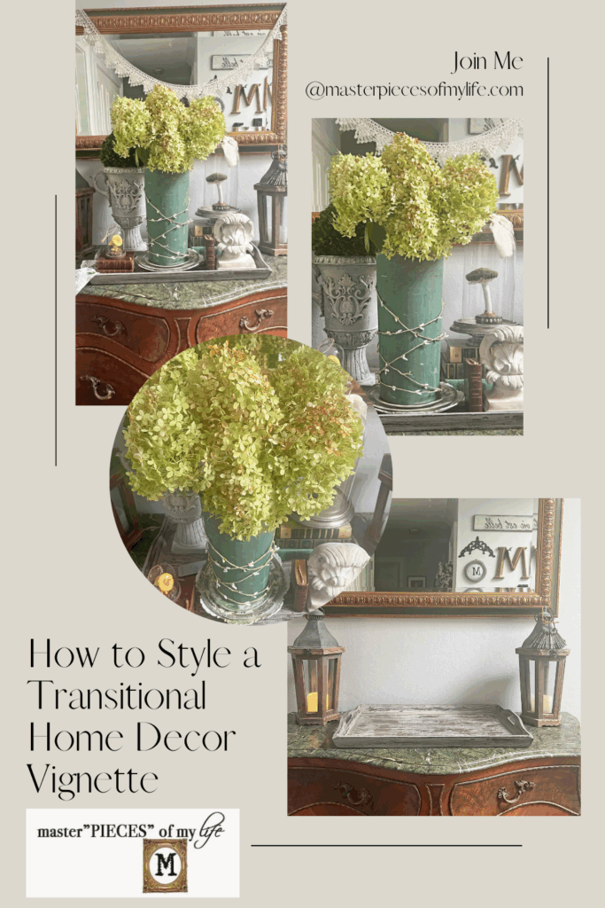how to style a transitional home decor vignette Pinterest