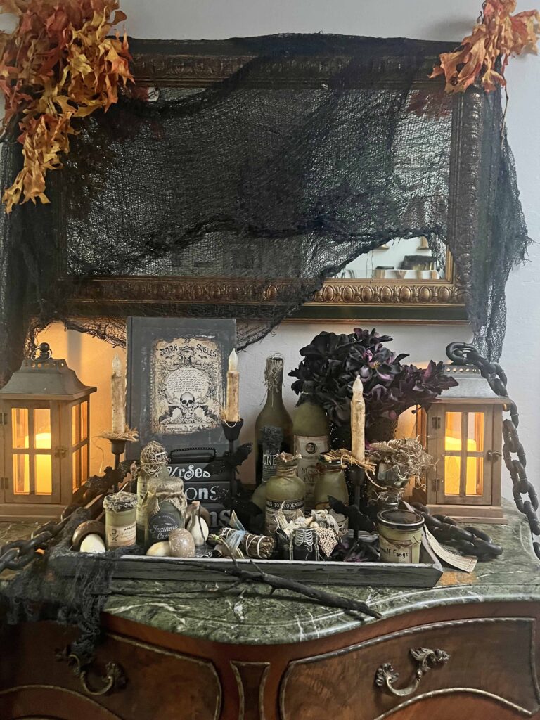 the Witch Is In Halloween entry way decor