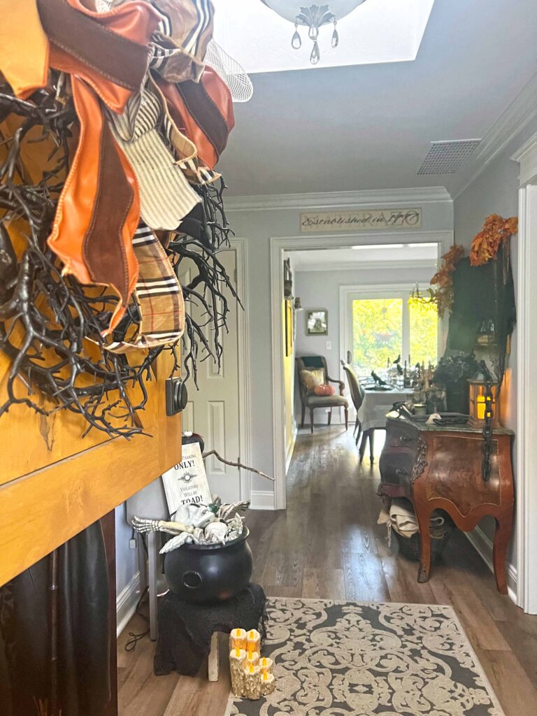 the Witch Is In Halloween entry way decor
