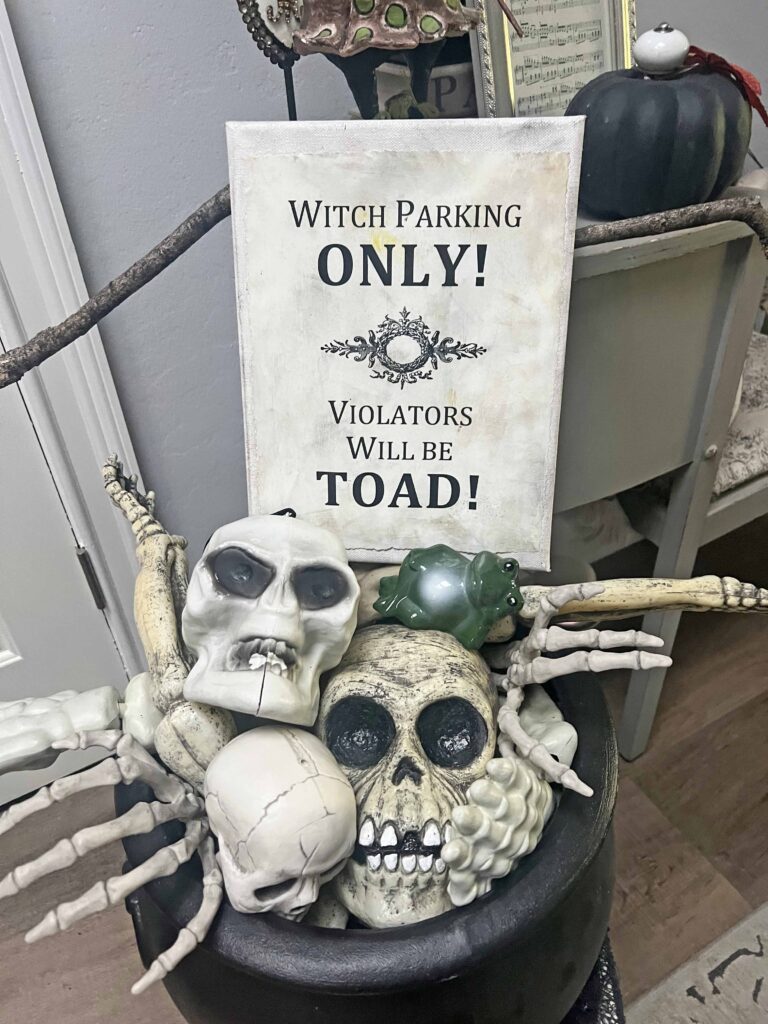 the Witch Is In Halloween entry way decor