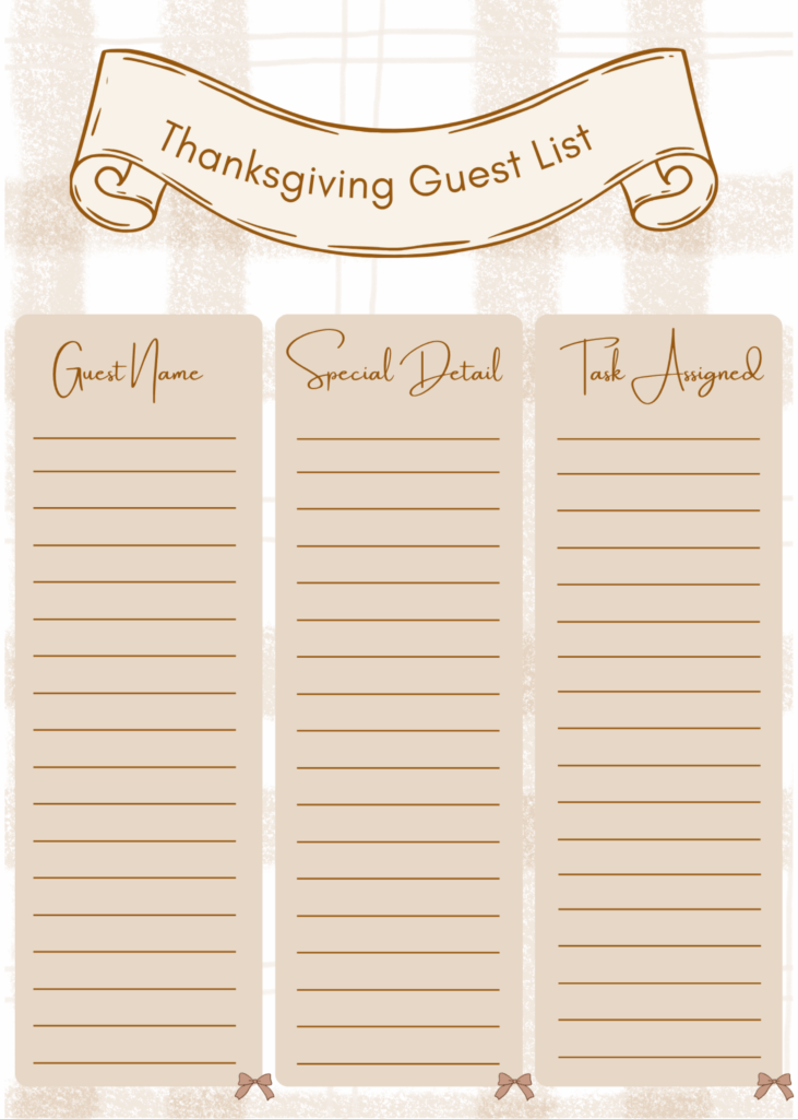 Thanksgiving Guide with Free Printable Panner