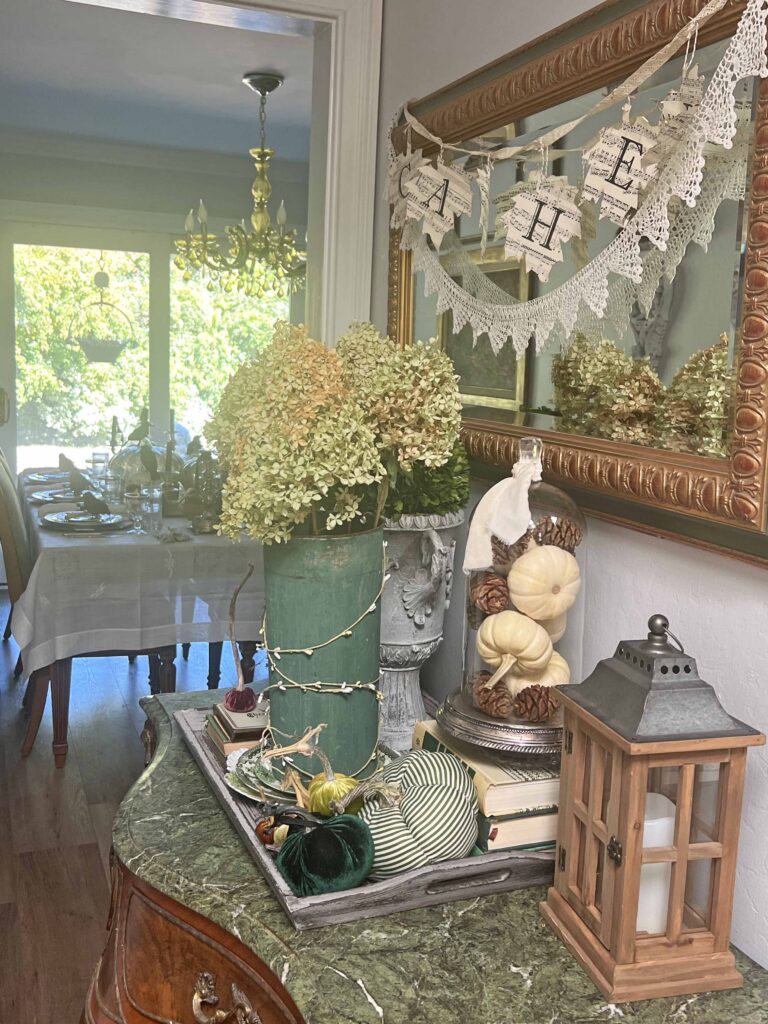 Fall seasonal decor vignette swap done easily