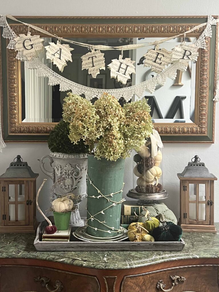 Fall seasonal decor vignette swap done easily