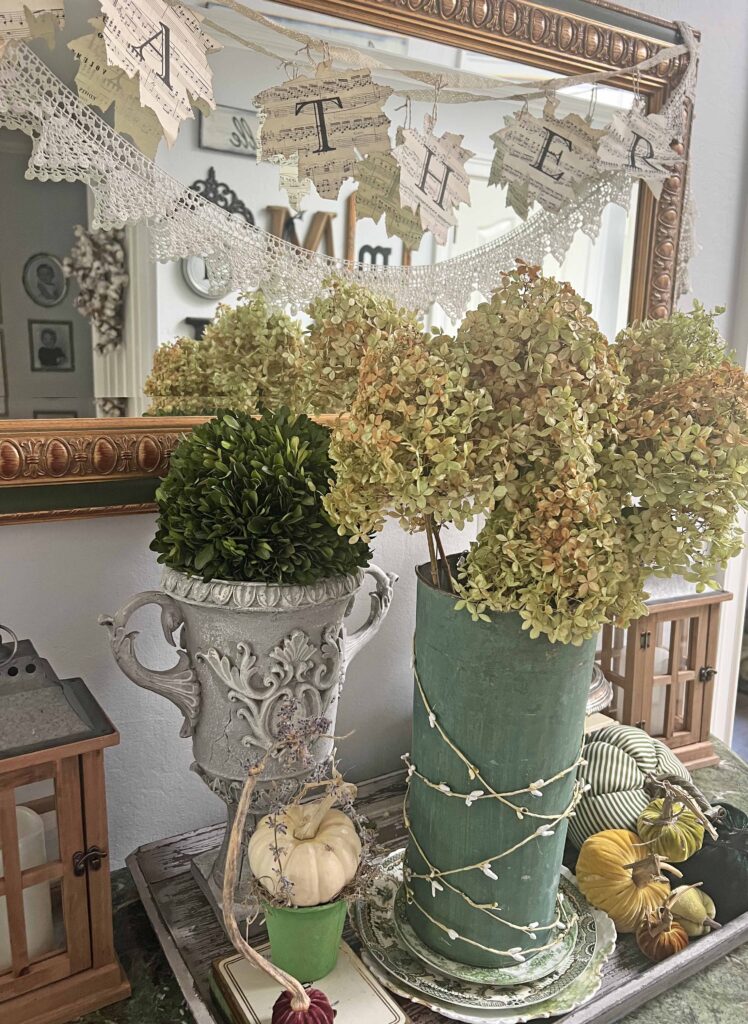 Fall seasonal decor vignette swap done easily
