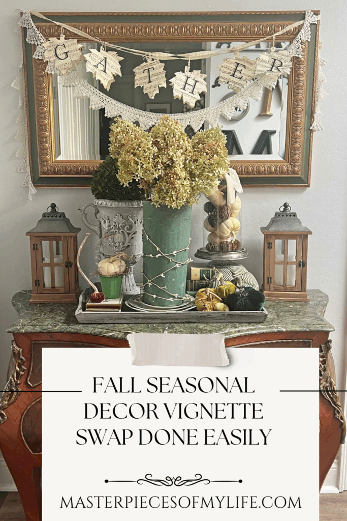 Fall seasonal decor vignette swap done easily Pinterest