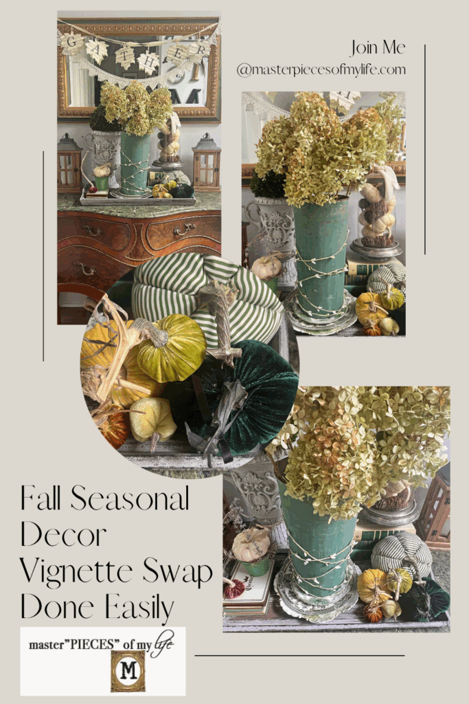 Fall seasonal decor vignette swap done easily Pinterest