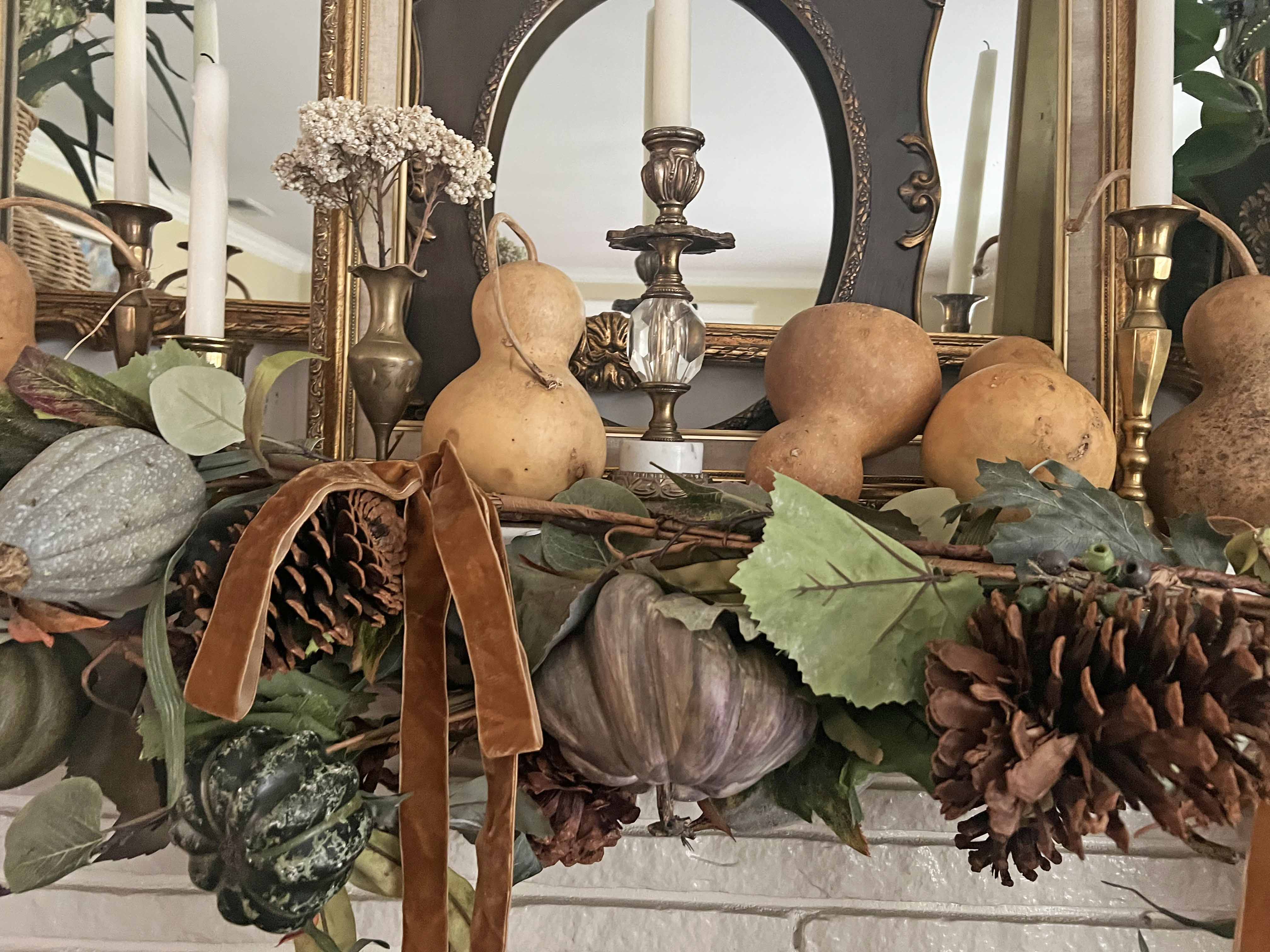 lush fall mantel decor styling