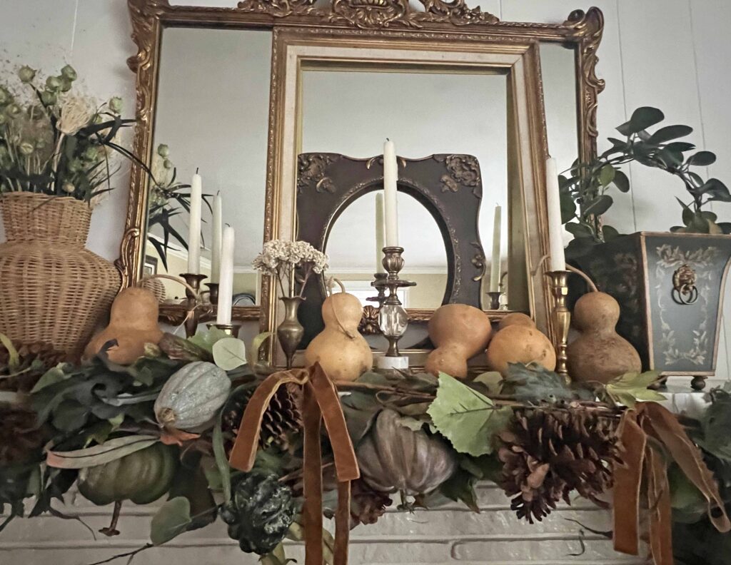 lush fall mantel decor styling