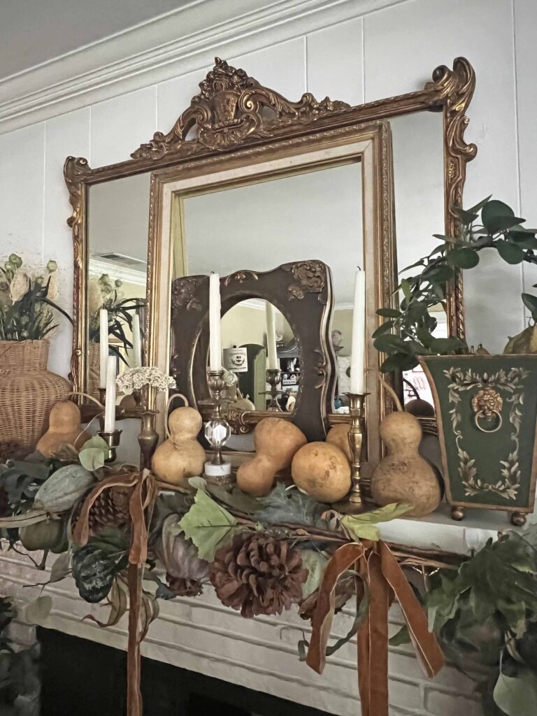 lush fall mantel decor styling