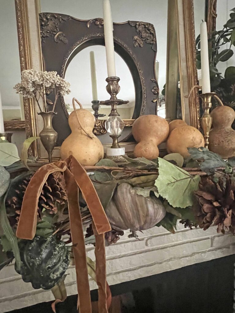 lush fall mantel decor styling