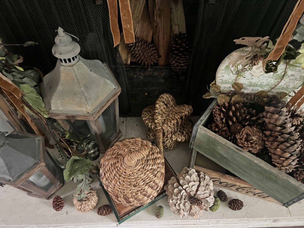 lush fall mantel decor styling