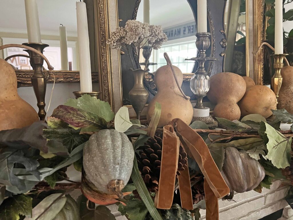 lush fall mantel decor styling