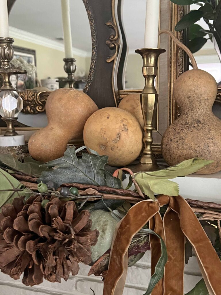 lush fall mantel decor styling