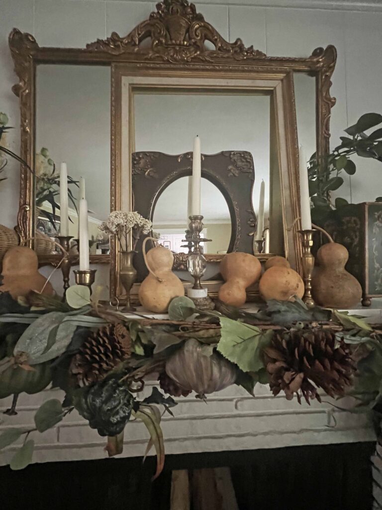 lush fall mantel decor styling