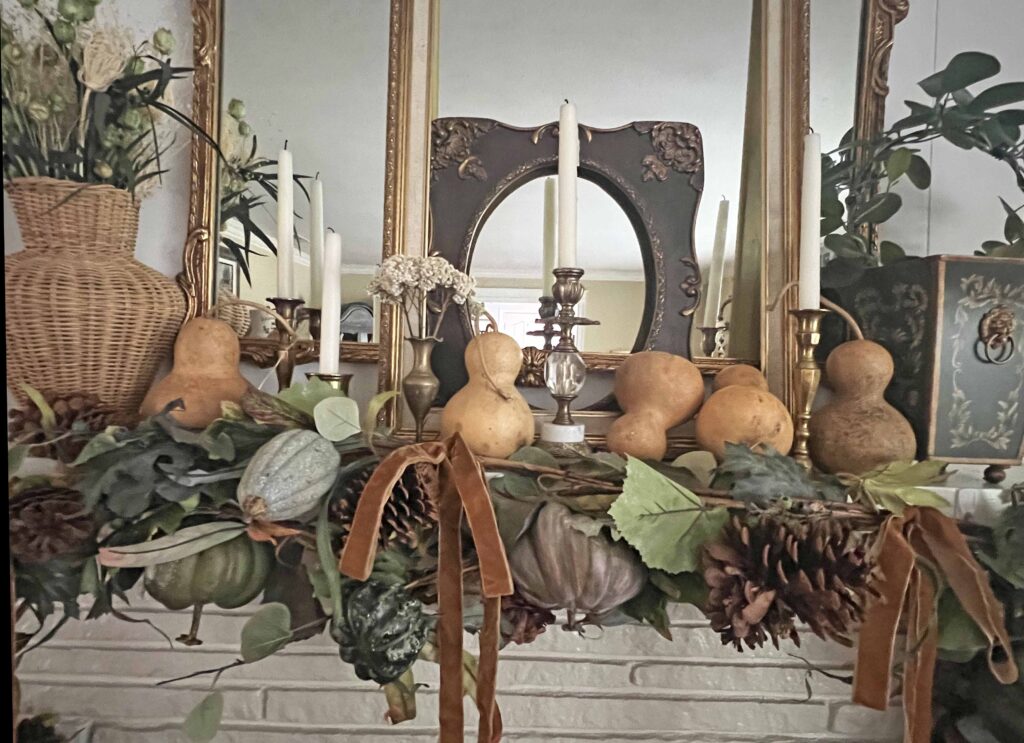 lush fall mantel decor styling