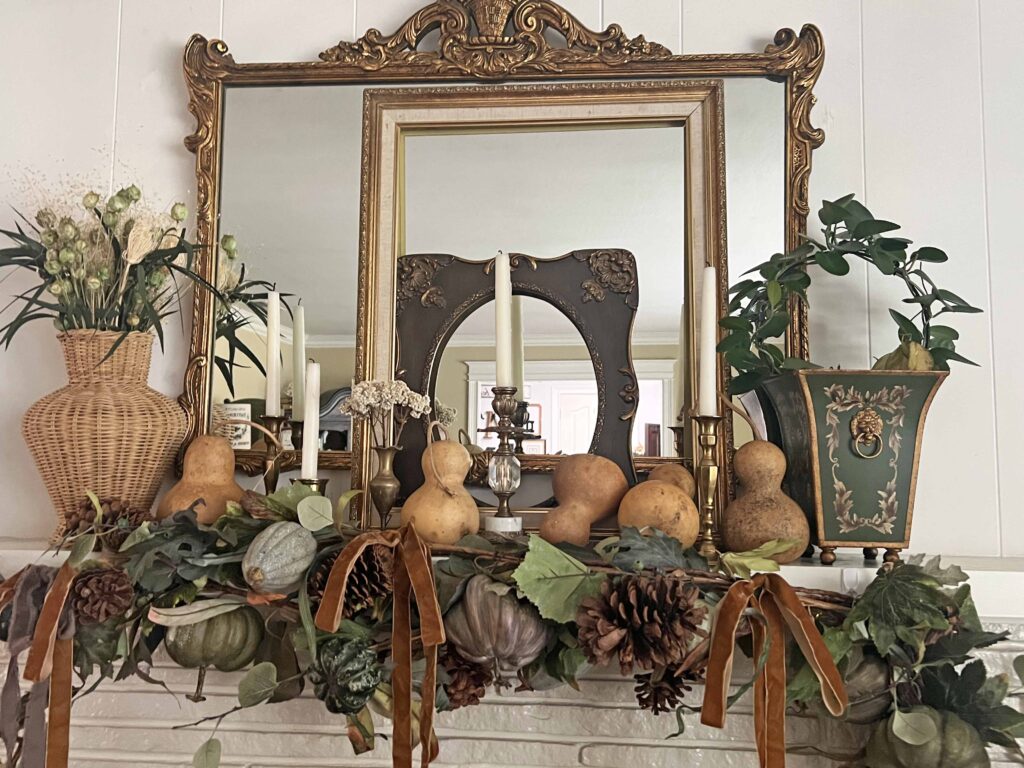 lush fall mantel decor styling