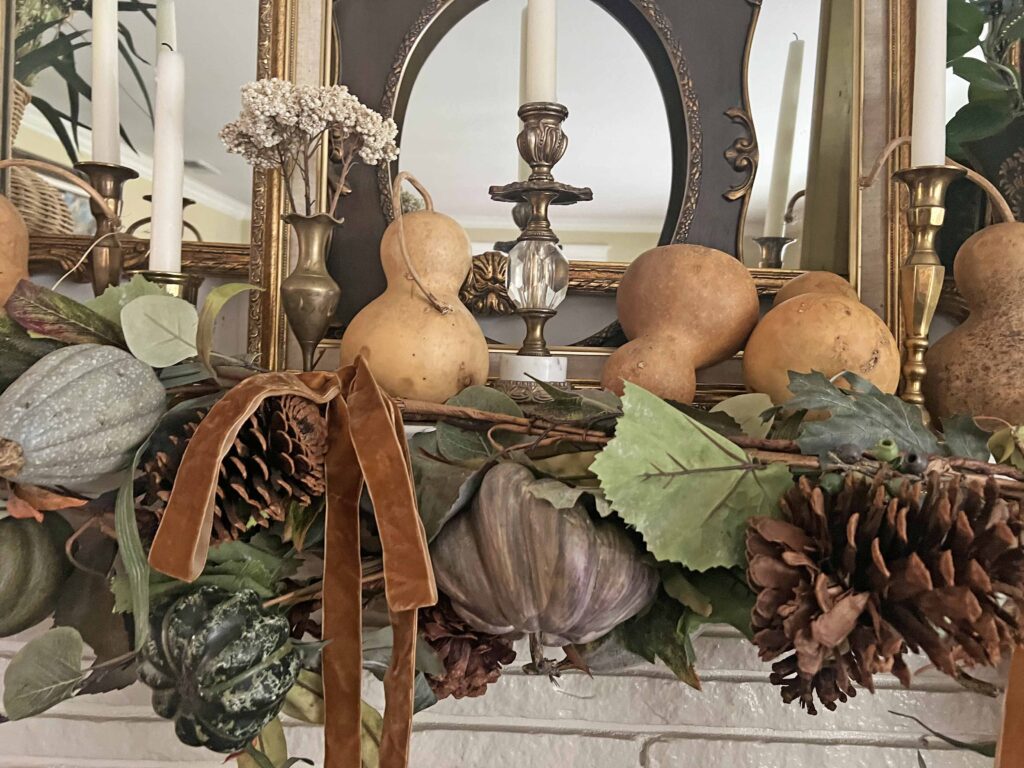 lush fall mantel decor styling