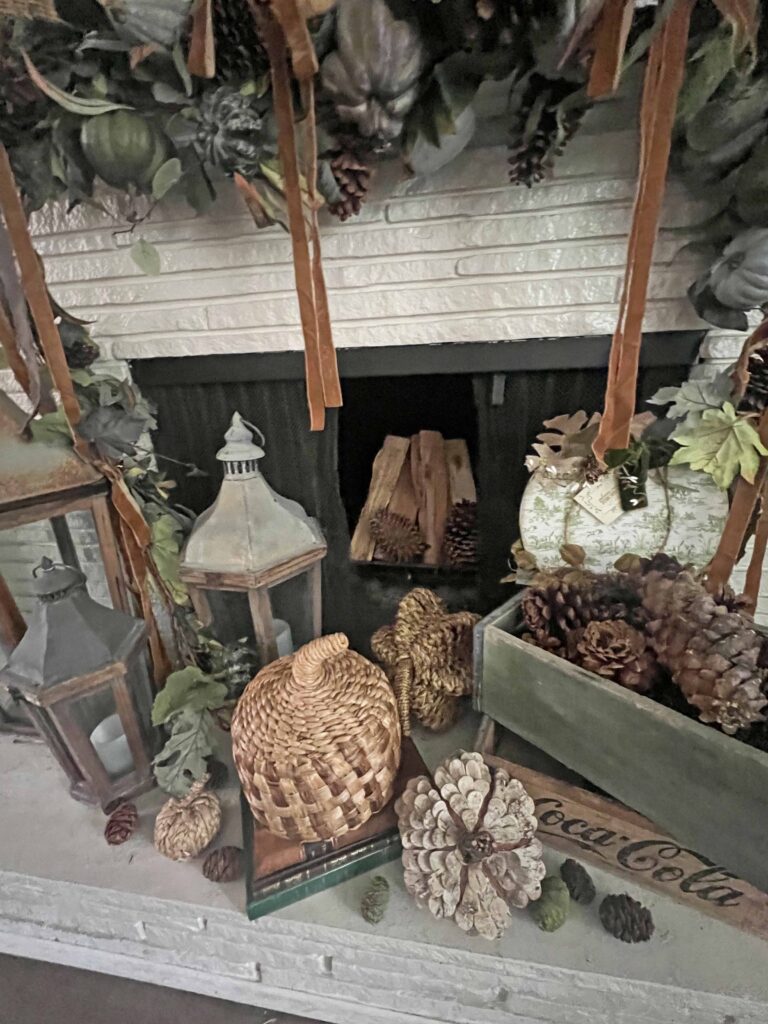 lush fall mantel decor styling