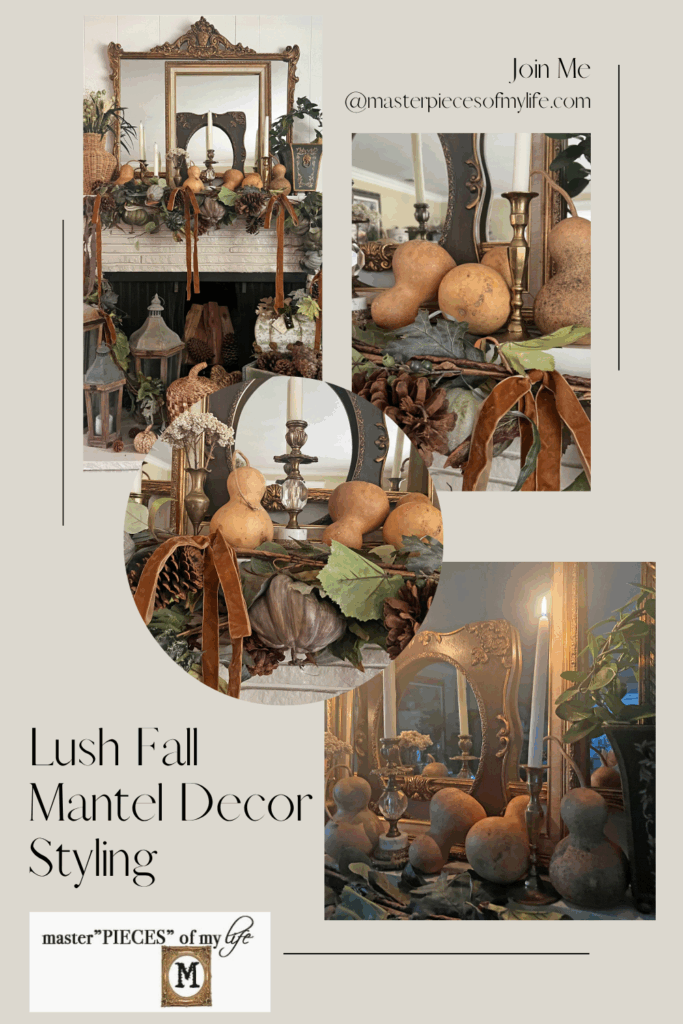 lush fall mantel decor styling Pinterest