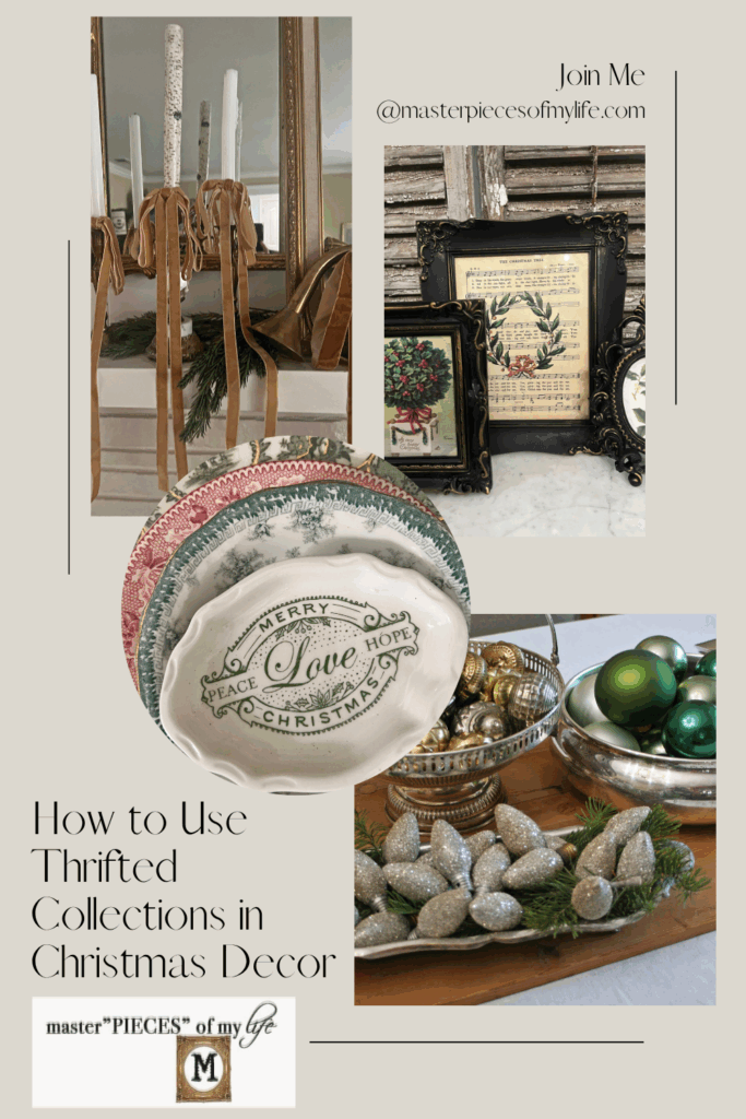 how to use thrifted collectibles for Christmas Decor Pinterest