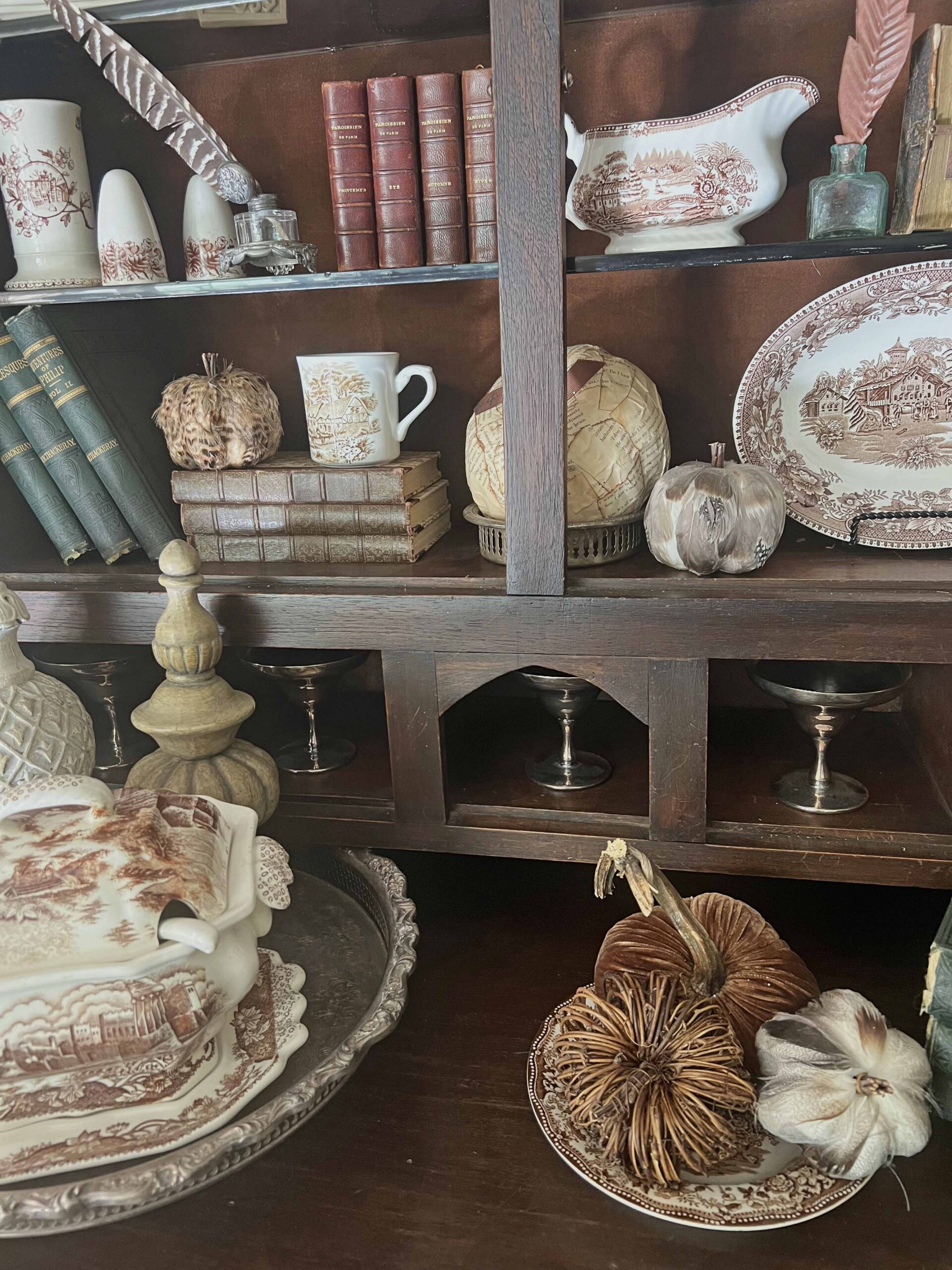 brown transferware decor styling perfect for Fall