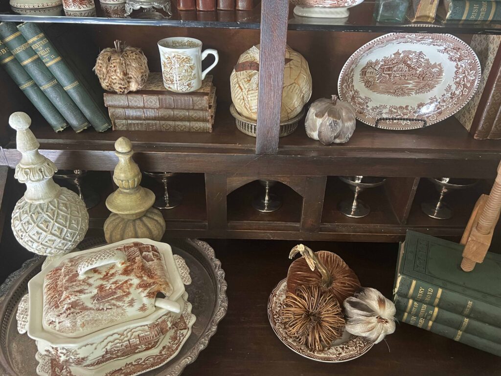 brown transferware decor styling perfect for Fall