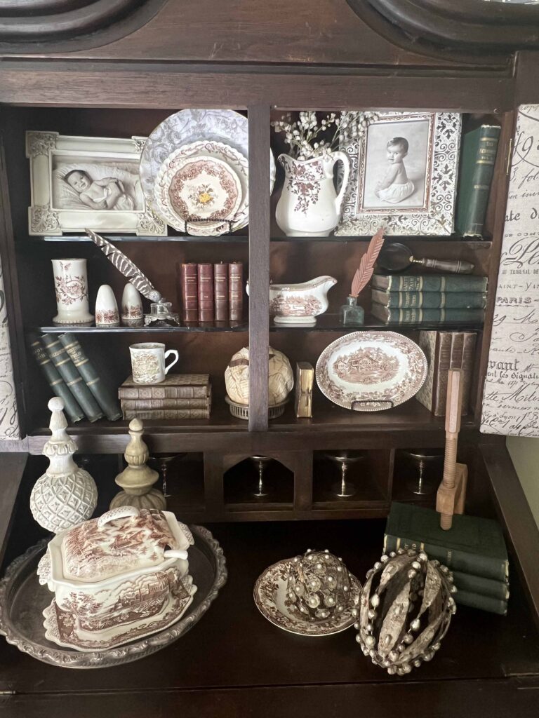 brown transferware decor styling perfect for Fall