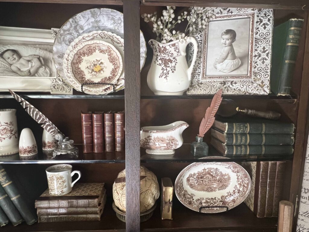 brown transferware decor styling perfect for Fall