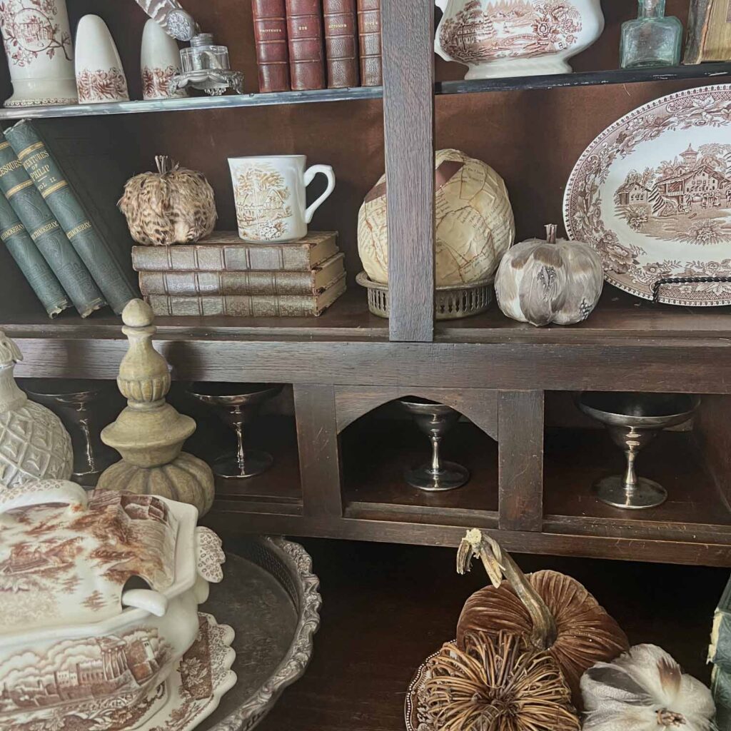 brown transferware decor styling perfect for Fall