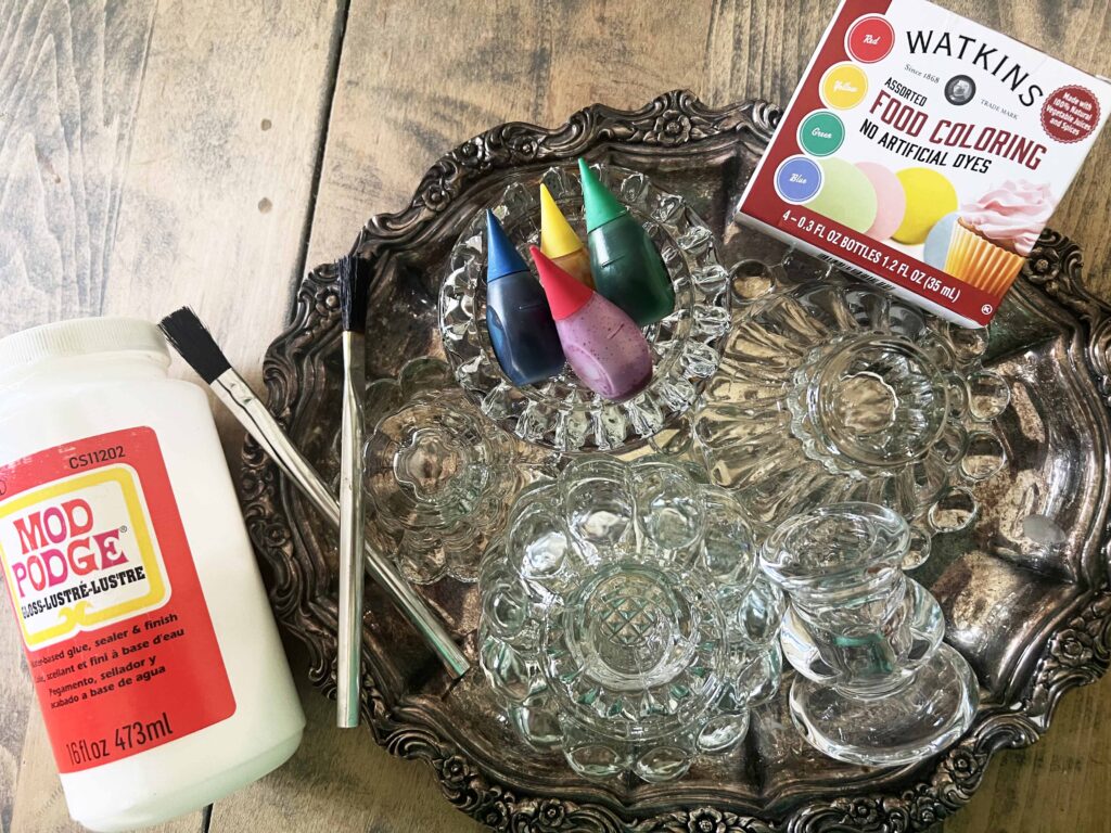 festive holiday stained thrifted glass candle holders DIY