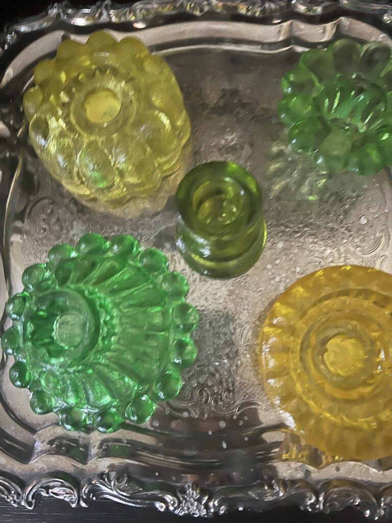 festive holiday stained thrifted glass candle holders DIY