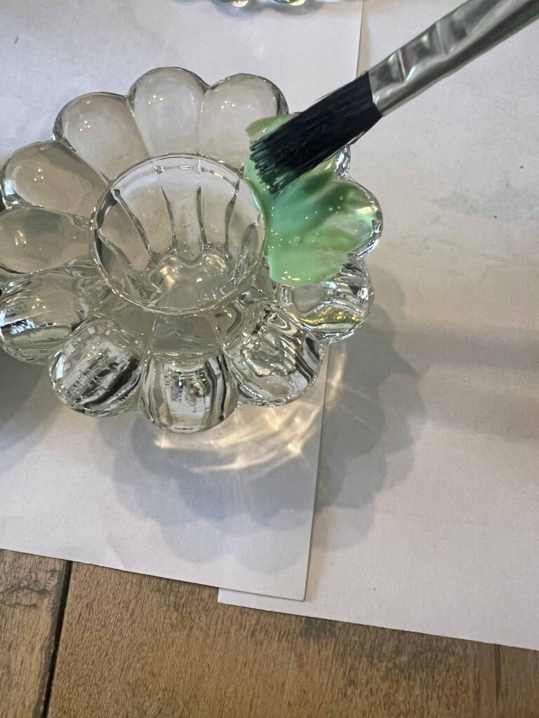 festive holiday stained thrifted glass candle holders DIY