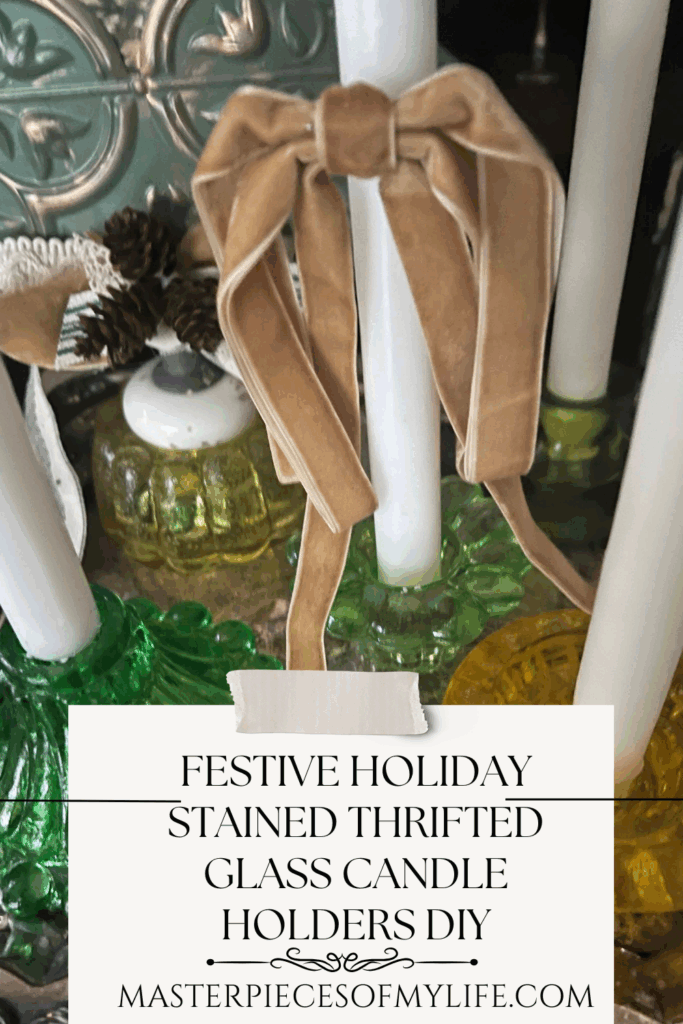 festive holiday stained thrifted glass candle holders DIY Pinterest