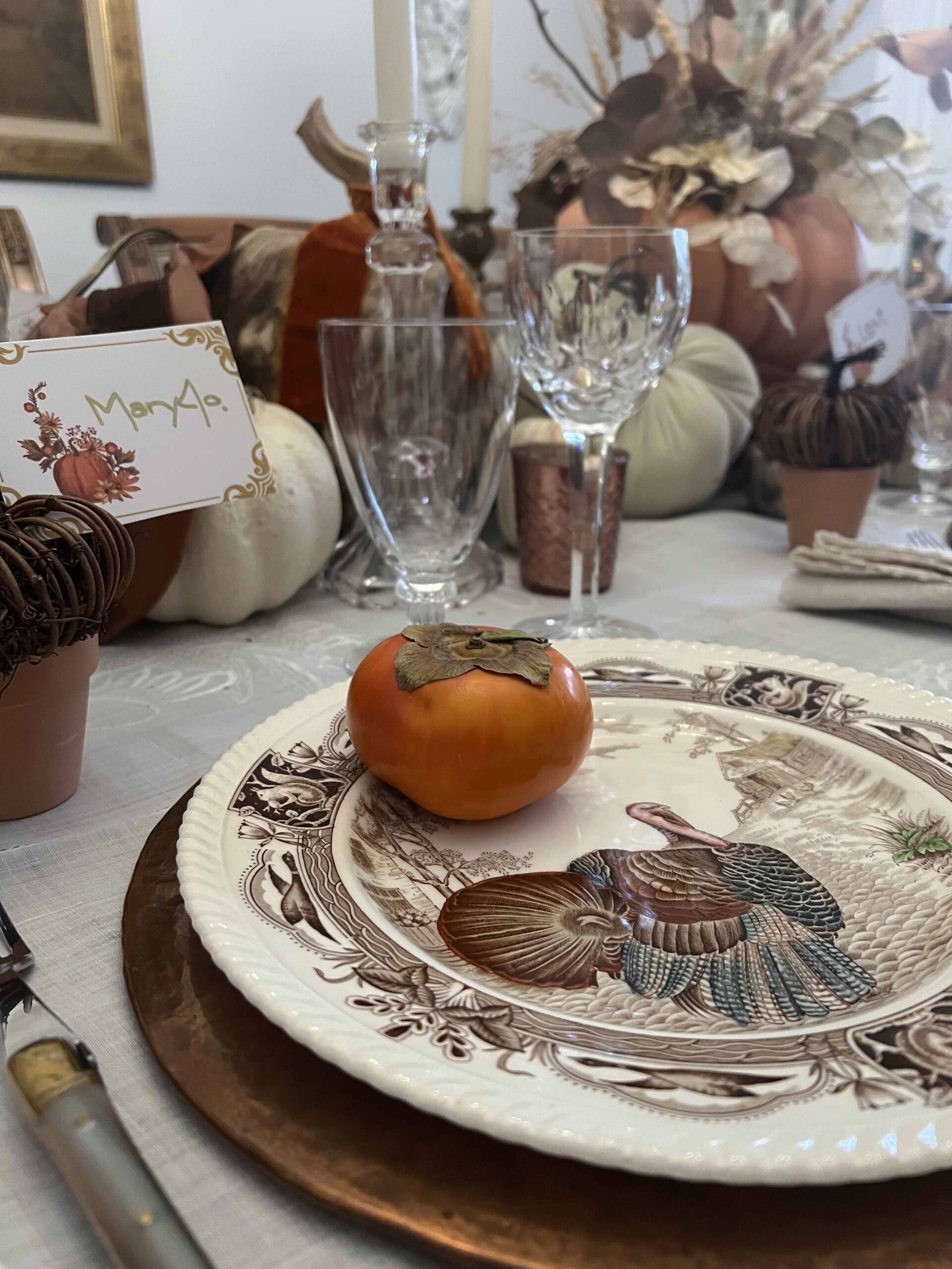 traditional orange & brown Thanksgiving Table
