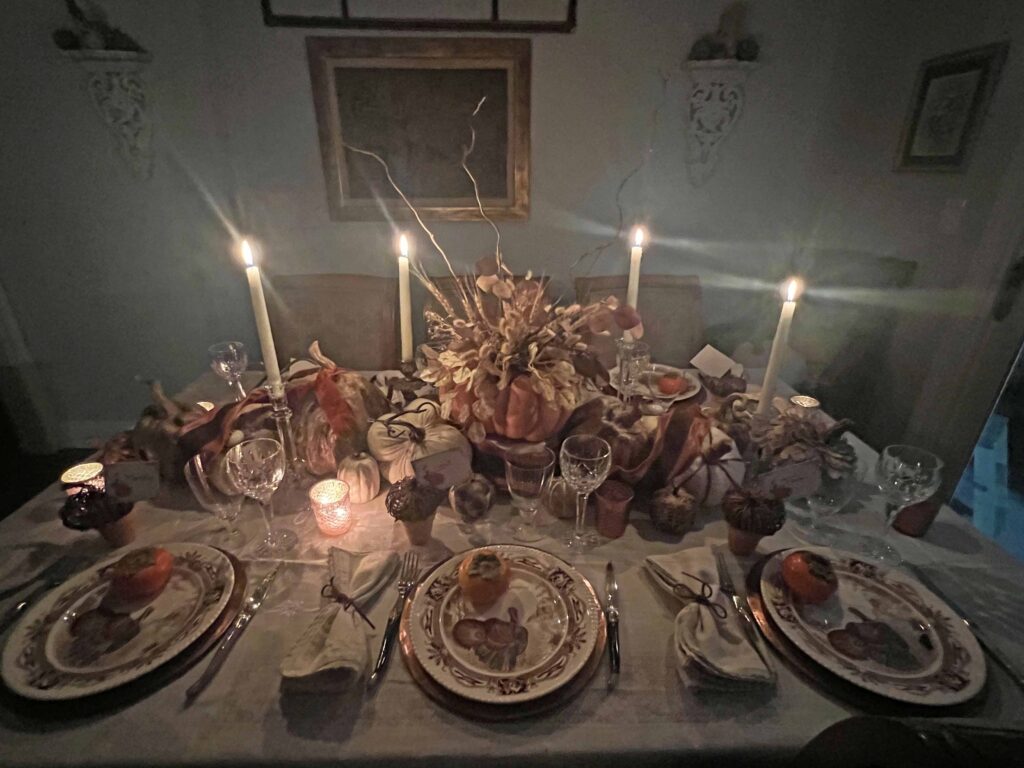 traditional orange & brown Thanksgiving Table