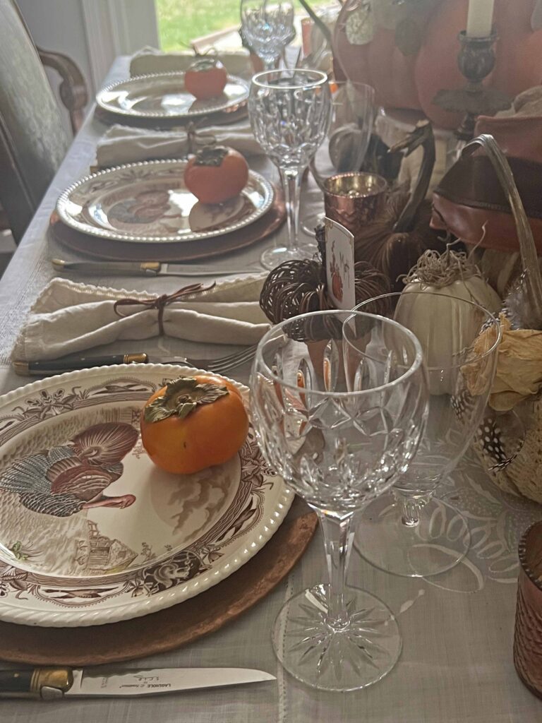 traditional orange & brown Thanksgiving Table