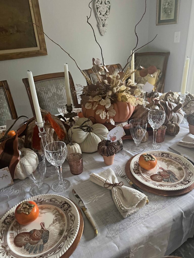 traditional orange & brown Thanksgiving Table