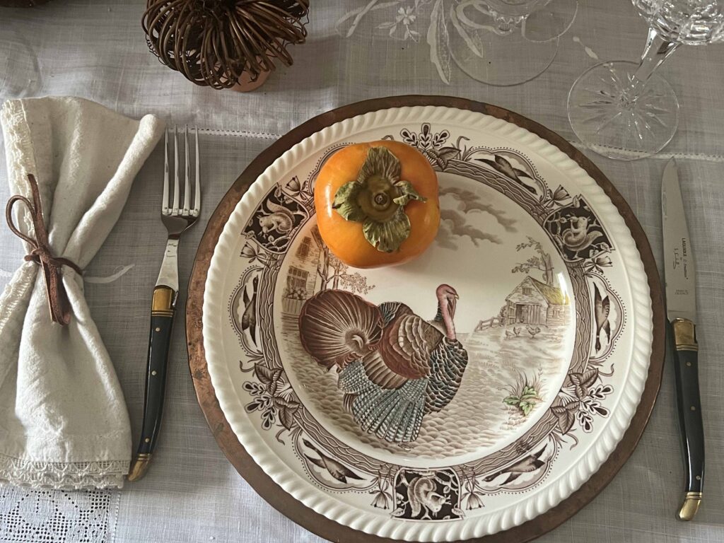 traditional orange & brown Thanksgiving Table