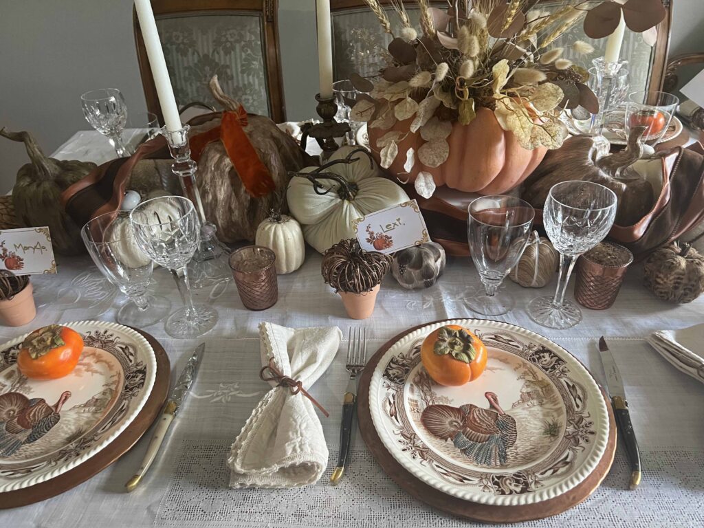 traditional orange & brown Thanksgiving Table