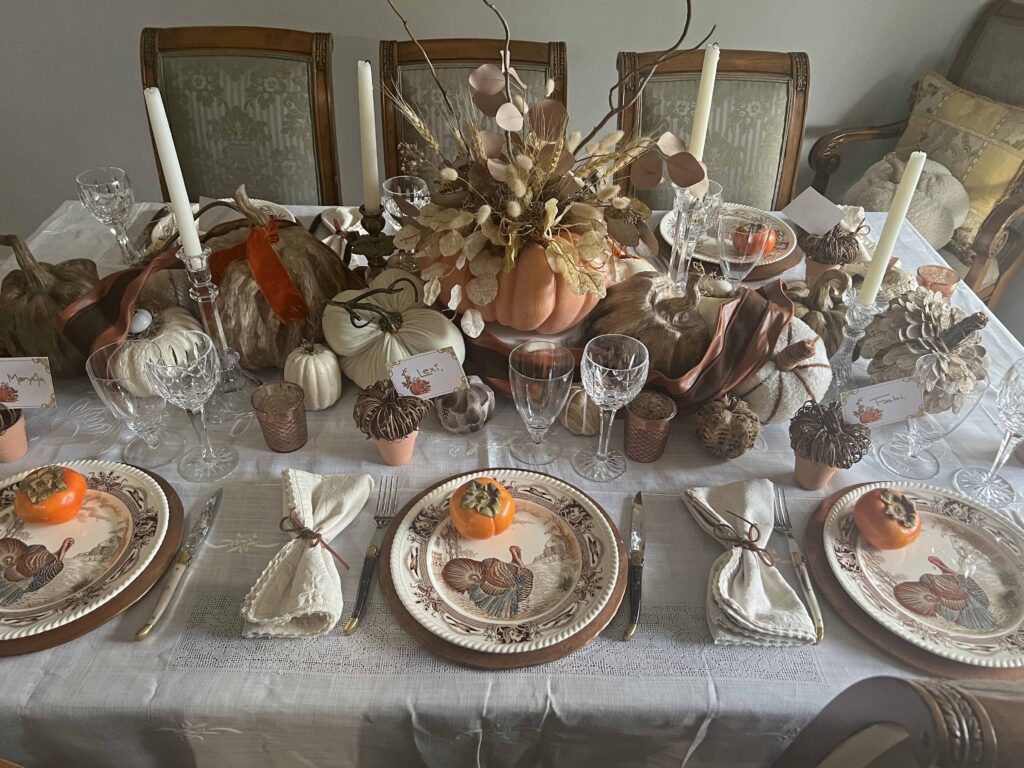 traditional orange & brown Thanksgiving Table