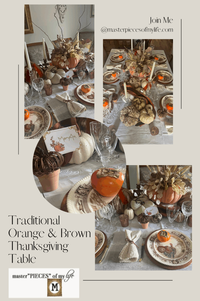 traditional orange & brown Thanksgiving Table Pinterest