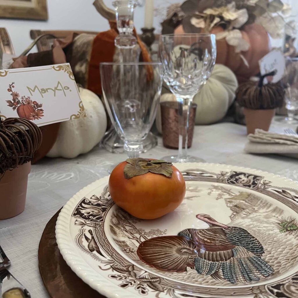 traditional orange & brown Thanksgiving Table
